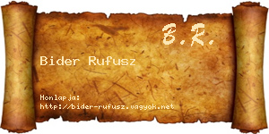 Bider Rufusz névjegykártya